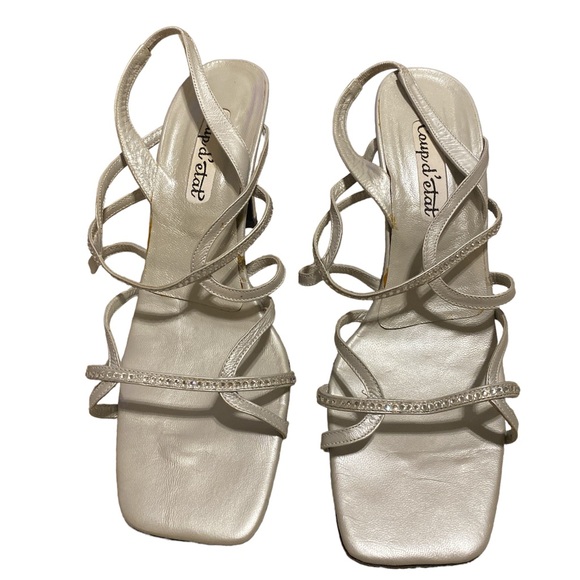 Coup d’etat Slingback Silver & Rhinestone High Heel Sandals - Picture 1 of 4